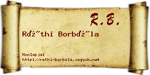 Réthi Borbála névjegykártya